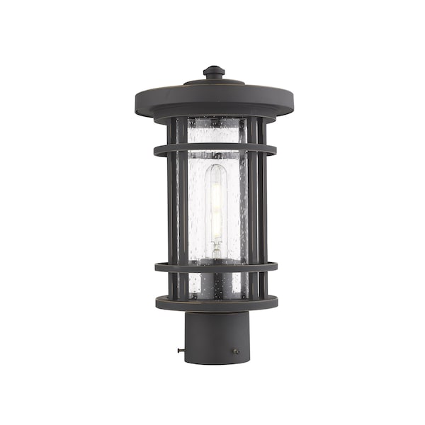 Z-Lite Jordan 1 Light Outdoor Post Mount Fixture, Oil Rubbed Bronze And Clear Seedy 570PHM-ORB - main